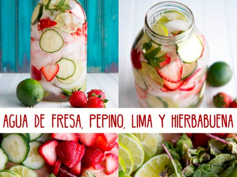 agua fresa lima pepino hierbabuena